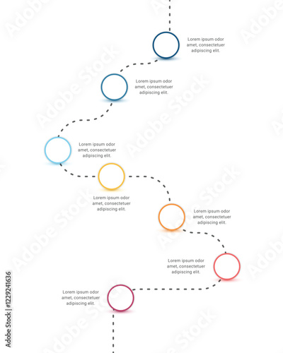 Roadmap infographic design template with 7 steps on white background