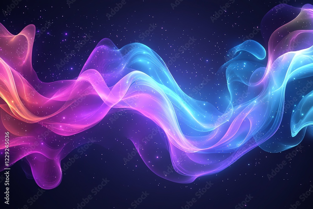 Glowing Nebula Waves Abstract Art Background Image Glowing Nebula Waves Abstract Art Background Image