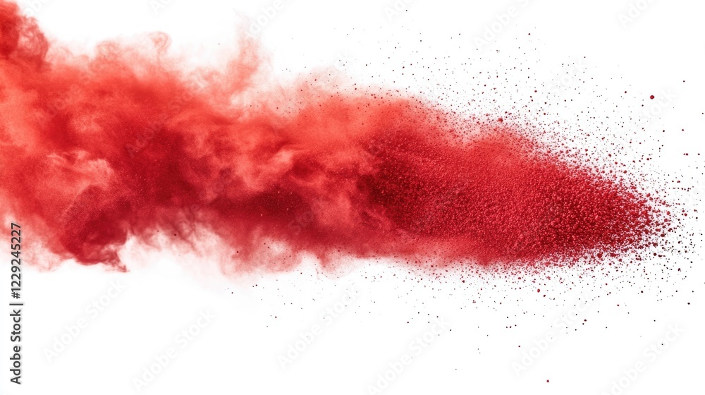 A flying red dust cloud fills the air with vibrant particles A flying red dust cloud fills the air with vibrant particles