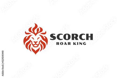 lion fire flame logo design template