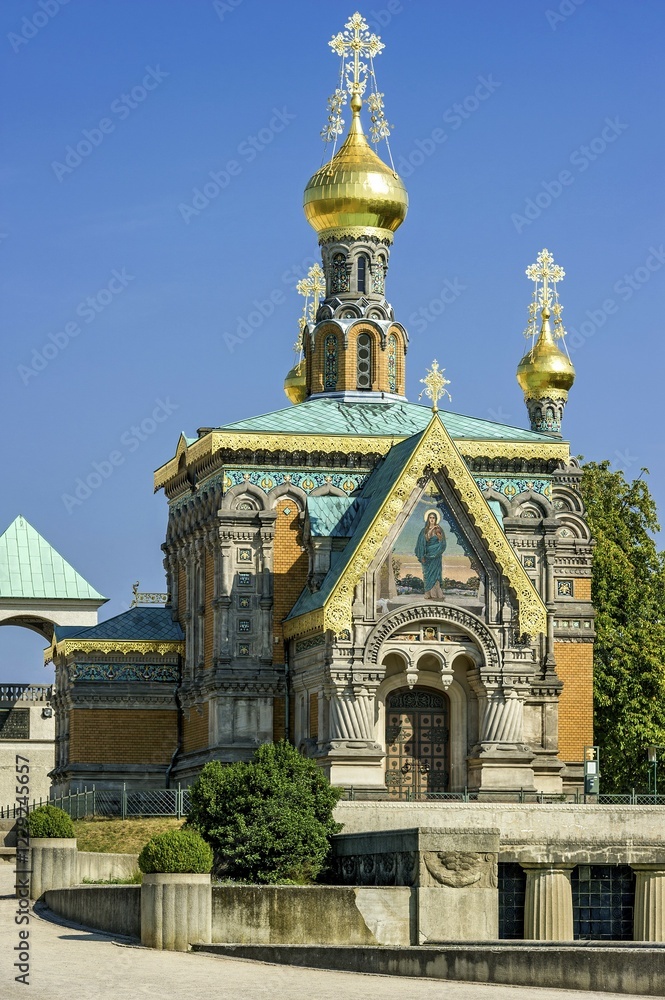 Obraz premium Russian Chapel of St. Mary Magdalene by Leonti Nikolayevich Benois, Mathildenhöhe, Darmstadt, Hesse, Germany, Europe