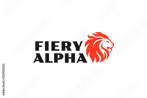 lion fire flame logo design template
