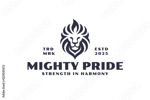 mighty pride royal king lion head logo vector 