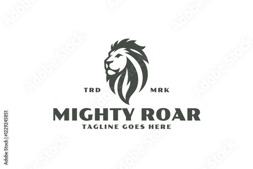 mighty roar lion fire flame logo design template