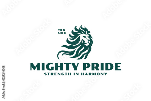 mighty pride royal king lion head logo vector 
