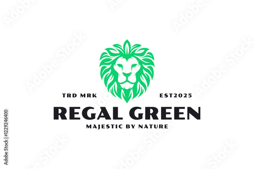luxury lion leaf logo design template