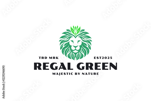 luxury lion leaf logo design template photo