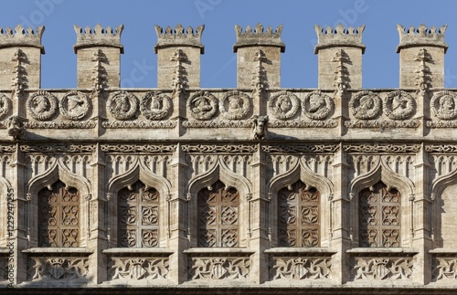 Gothic façade, silk exchange, Llotja de la Seda, old town, Ciutat Vella, Valencia, Spain, Europe photo