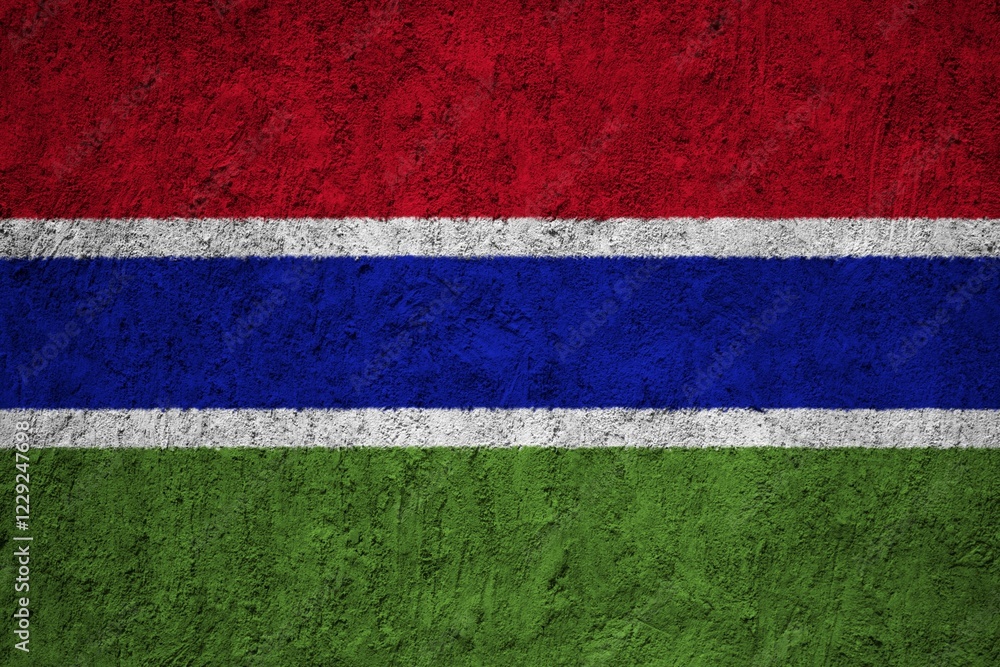 Gambia Flag painted on the cracked grunge concrete wall Gambia Flag painted on the cracked grunge concrete wall