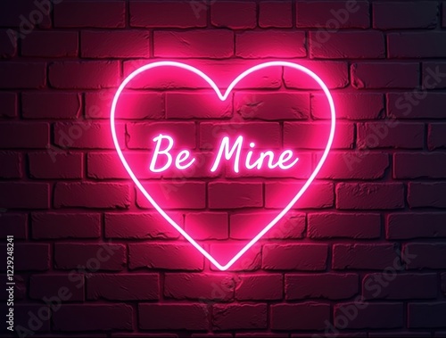 Retro Glow Neon Heart Valentine’s Day Card with Blank Text Space 