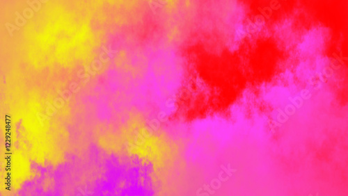 Colorful abstract watercolor background with vibrant patterns and smoke-like textures in shades of Yellow, Pink, Dark Red gradient 