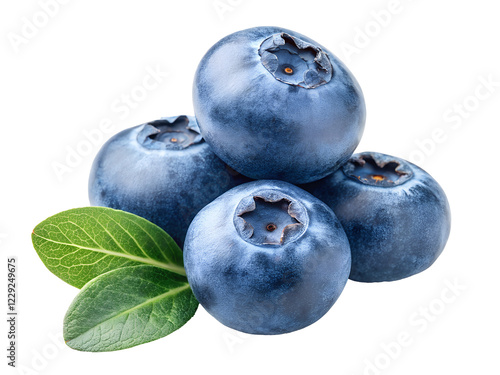 pile blueberries and leaf isolated on transparent background PNG image