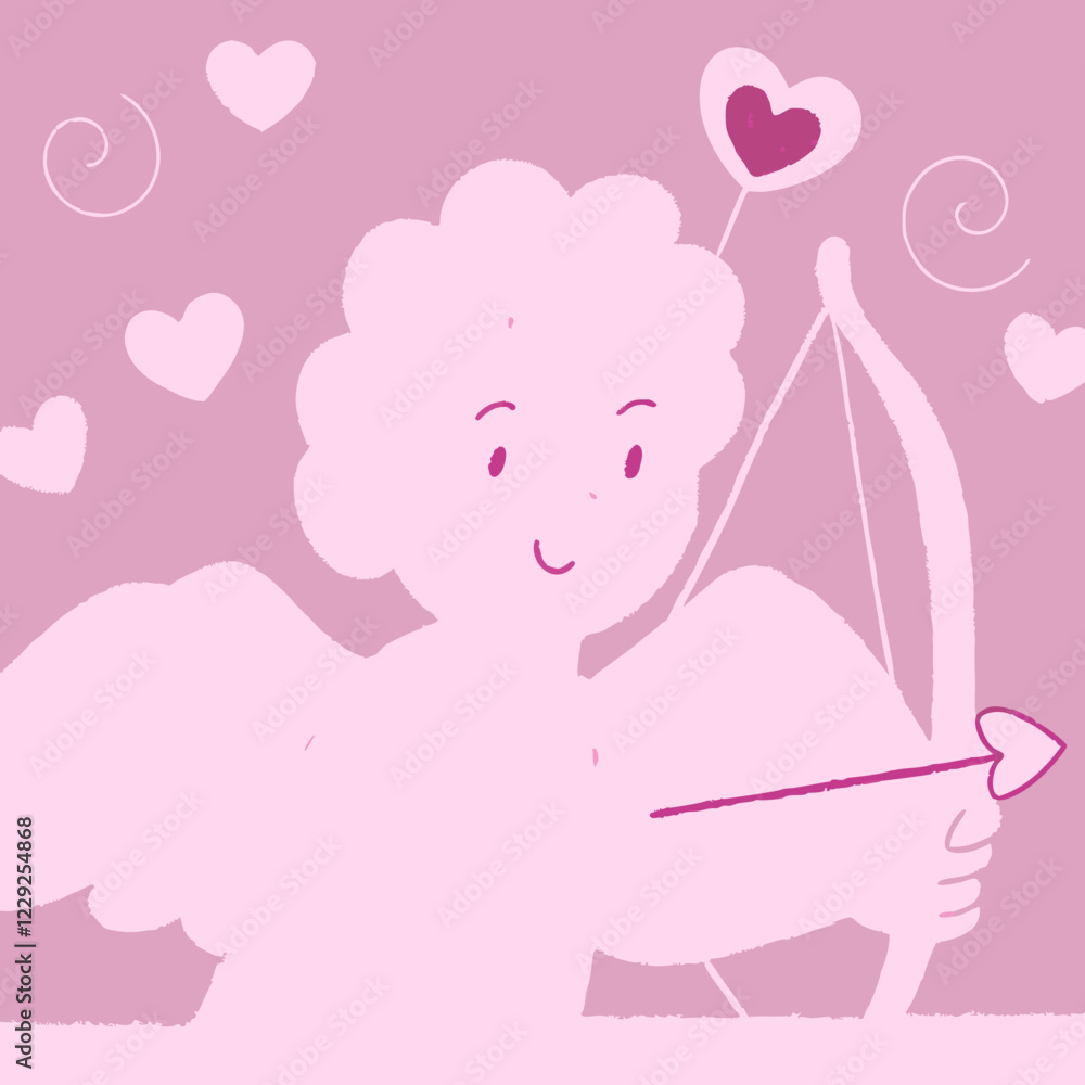 Adorable Cupid: A charming illustration of Cupid, the cherubic angel of love, aiming his arrow amidst a shower of hearts. Perfect for Valentine's Day cards, romantic designs, and all things love. Adorable Cupid: A charming illustration of Cupid, the cherubic angel of love, aiming his arrow amidst a shower of hearts. Perfect for Valentine's Day cards, romantic designs, and all things love.