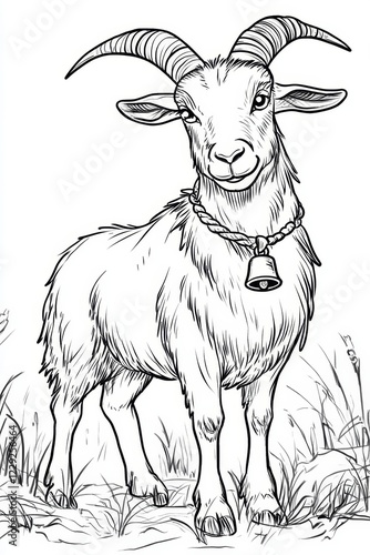 Adorable Goat Coloring Page . Children coloring page photo