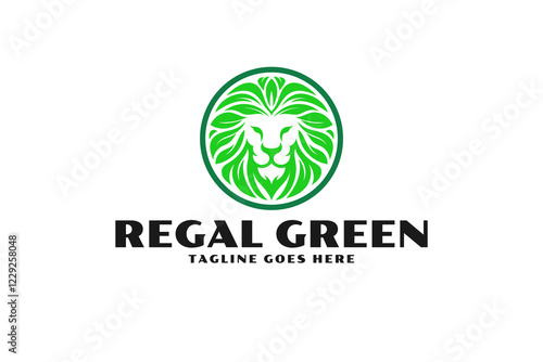 luxury lion leaf logo design template photo