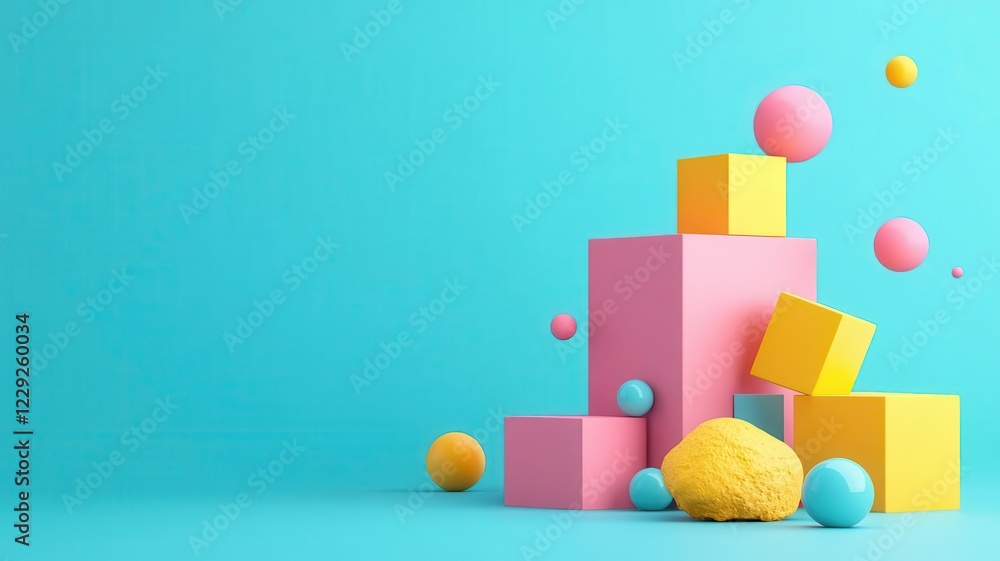 Naklejka premium Element flat design front view material composition theme 3D render Triadic Color Scheme