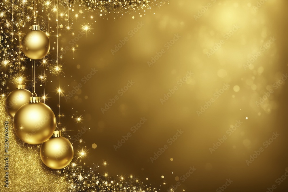 Fototapeta premium Elegant golden Christmas ornaments with a shimmering and festive background, AI generated