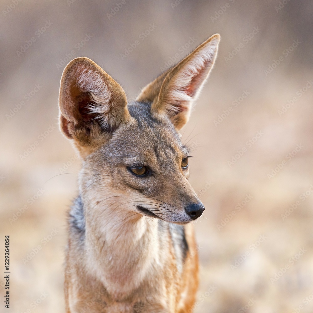 Fototapeta premium Backed jackal (Canis mesomelas), portrait, Samburu National Reserve, Kenya, Africa