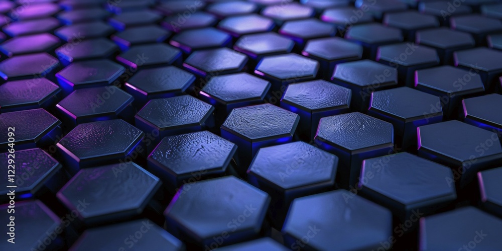 Fototapeta premium Abstract blue honeycomb shaped texture. Generative AI, AI generated