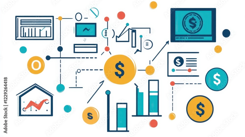 modern and sleek finance diagram showcasing the relationship between investment strategies, profit margins, and business growth, modern and sleek finance diagram showcasing the relationship between investment strategies, profit margins, and business growth,