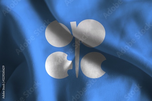 A ruffled fabric flag of OPEC, The Organization of the Petroleum Exporting Countries