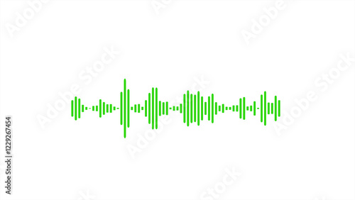 Green line audio wave visualization voice record, sound wave on white background.