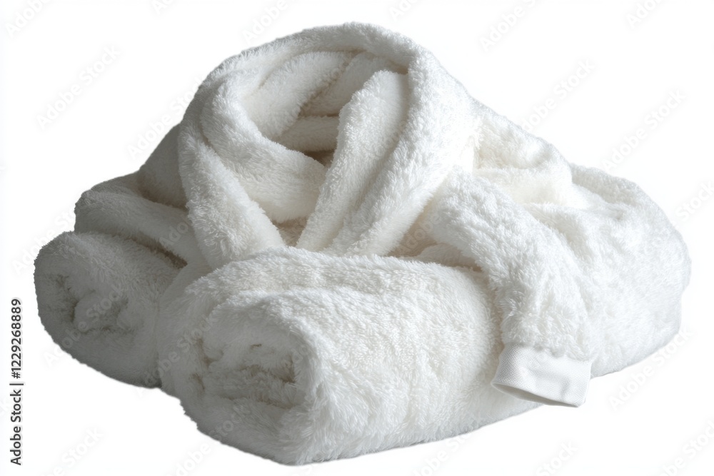 A cozy white bathrobe is draped elegantly on a soft surface. Perfect for relaxation after a long day. This piece represents comfort and luxury. Generative AI A cozy white bathrobe is draped elegantly on a soft surface. Perfect for relaxation after a long day. This piece represents comfort and luxury. Generative AI