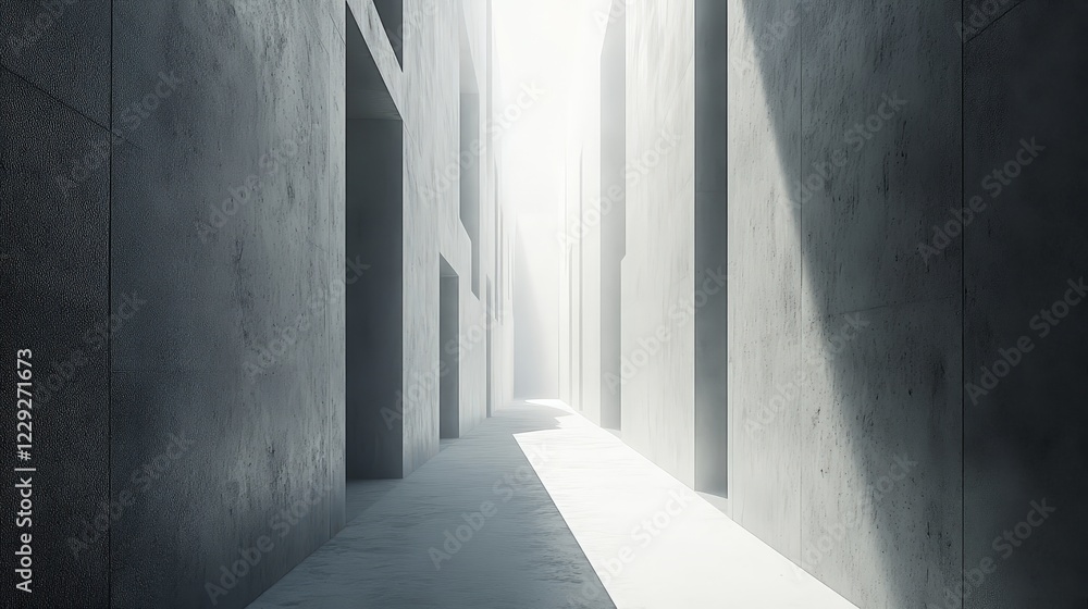 space between two tall buildings, where sunlight barely reaches the ground