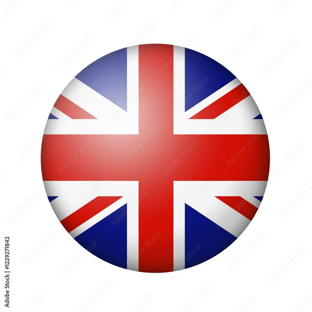 Obraz premium The British flag. Round matte icon. Isolated on white background