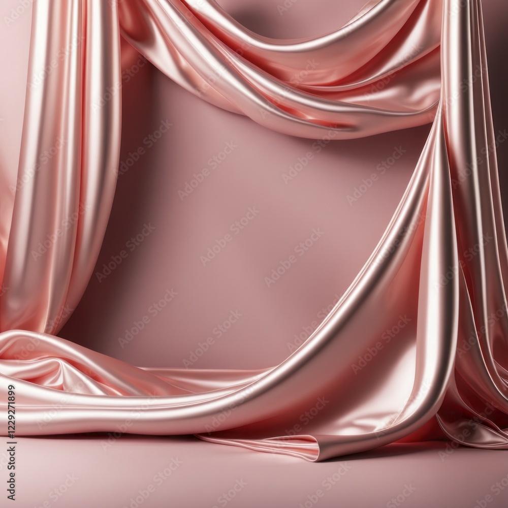 Draped pink silk fabric with a luxurious shine and smooth folds, AI generated Draped pink silk fabric with a luxurious shine and smooth folds, AI generated