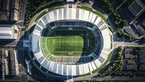 Wallpaper Mural Aerial view of an empty soccer stadium showcasing with its geometric patterns, AI generated Torontodigital.ca