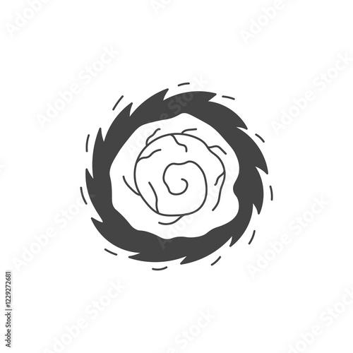 Circle futuristic Portal Illustration. Hand drawn vector fantastic round gate. Dynamic paranormal symbol. 