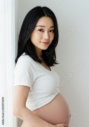portrait of young pregnant woman with a warm smile , wearing a simple white outfit . white background , perfect for pregnancy , maternal health , and family happiness concepts Free Download portrait of young pregnant woman with a warm smile , wearing a simple white outfit . white background , perfect for pregnancy , maternal health , and family happiness concepts - GFXLoad