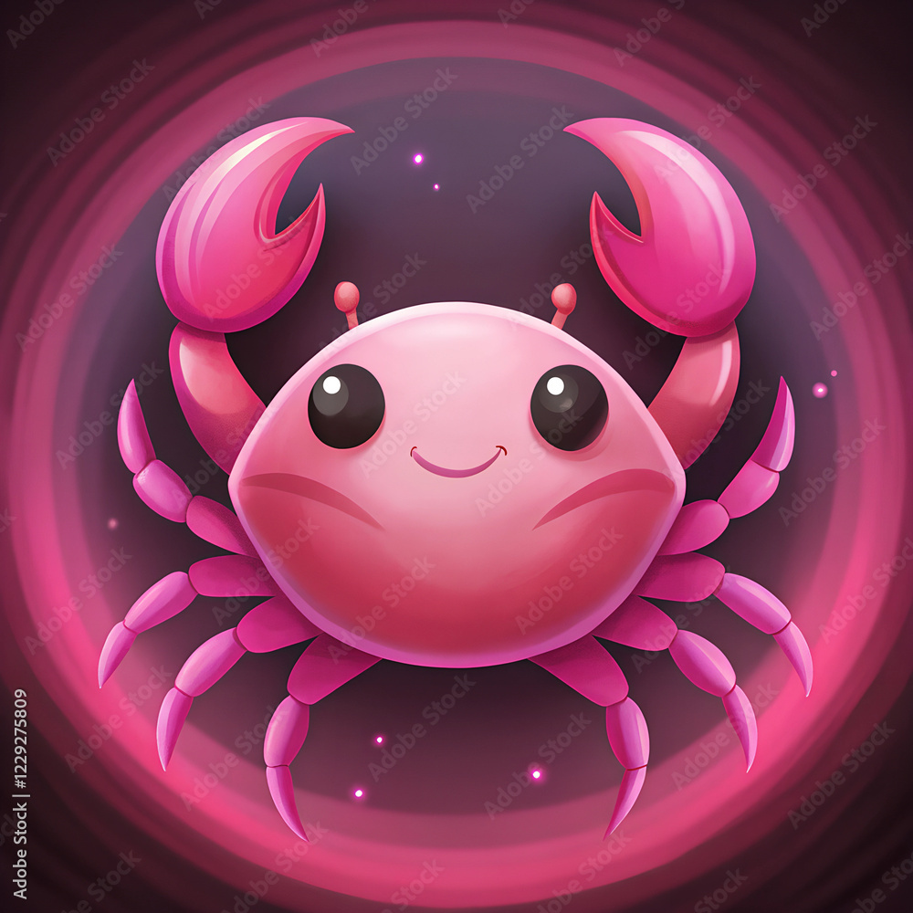 Obraz premium Playful Cancer Zodiac Sign with glowing and celestial art