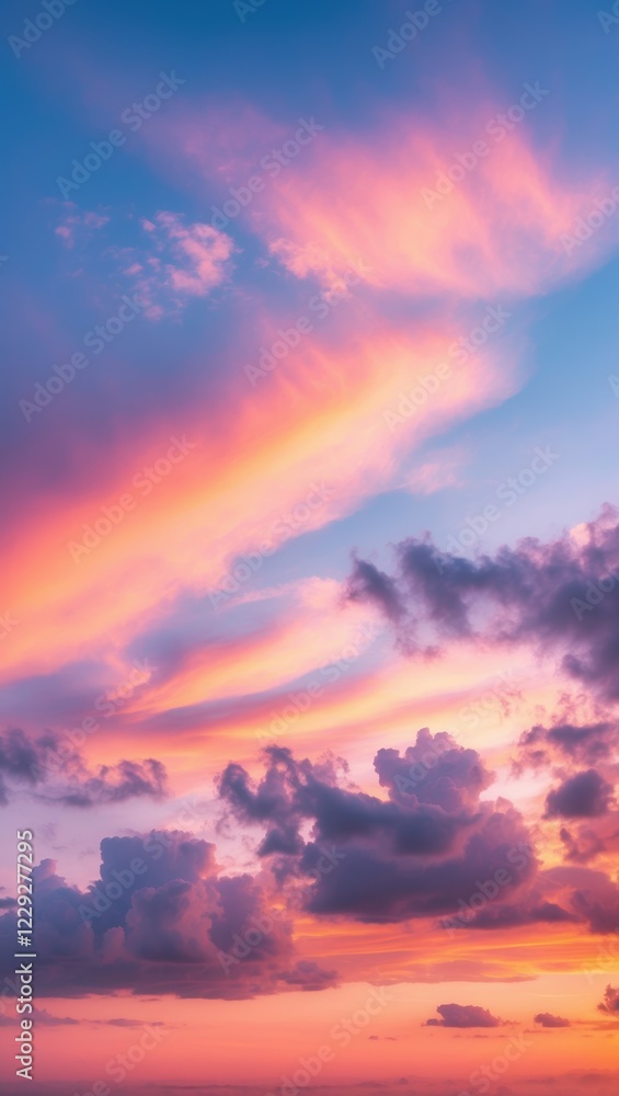 Fototapeta premium Vibrant Sunset Sky with Serene Clouds