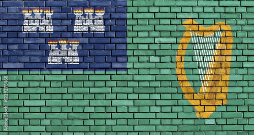 Photography Flag of Dublin painted on brick wall