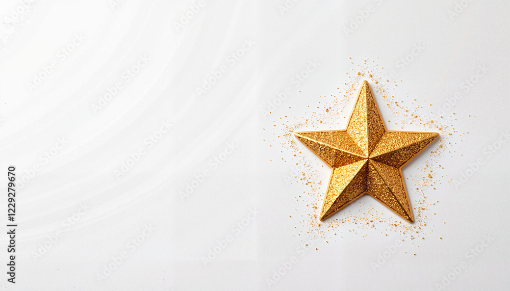 Golden star with glitter on white background Golden star with glitter on white background