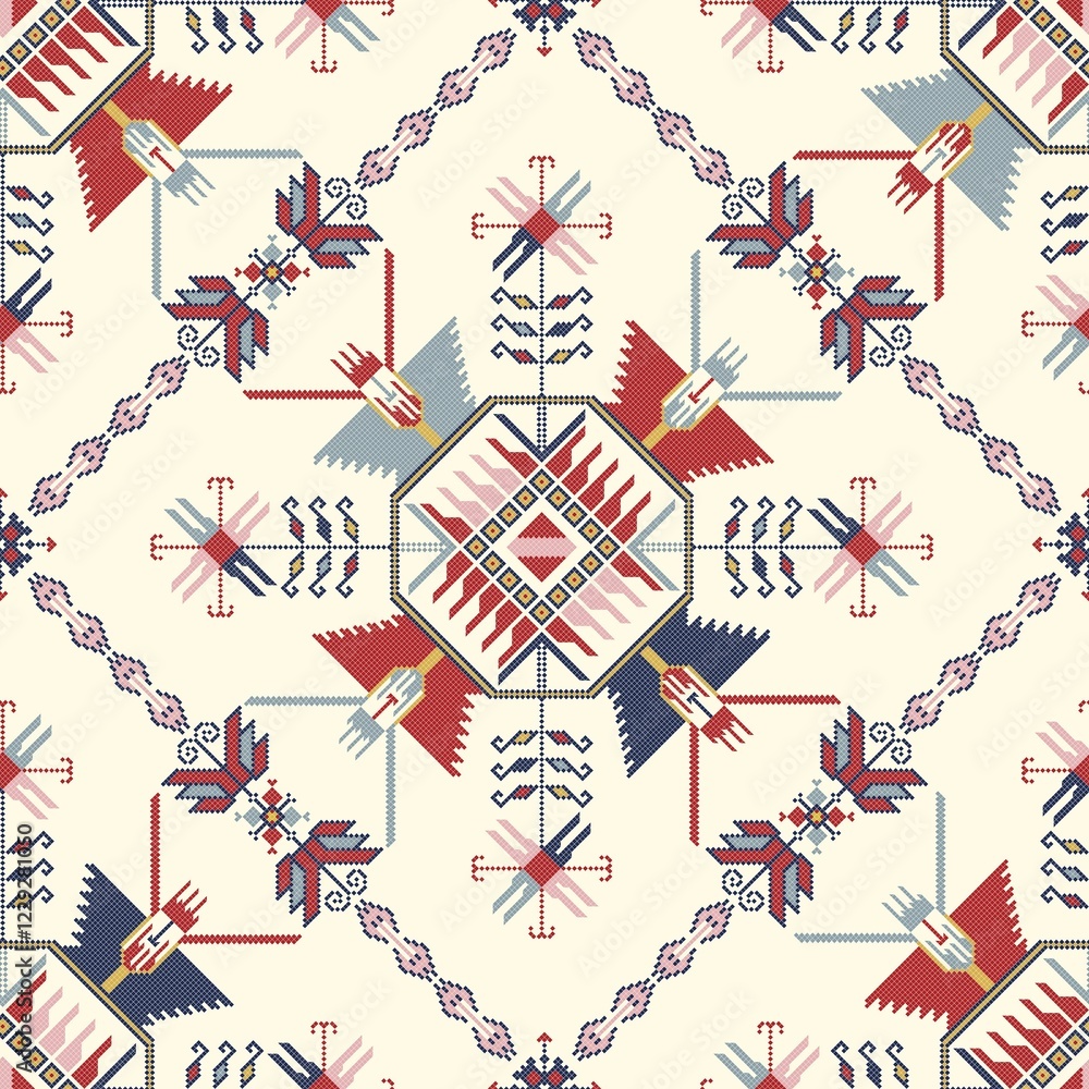 Obraz premium Traditional Bulgarian embroidery vector pattern