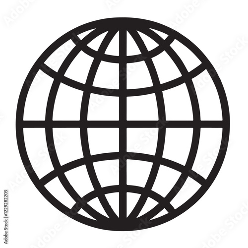 Global Icon Black and White Globe Graphic