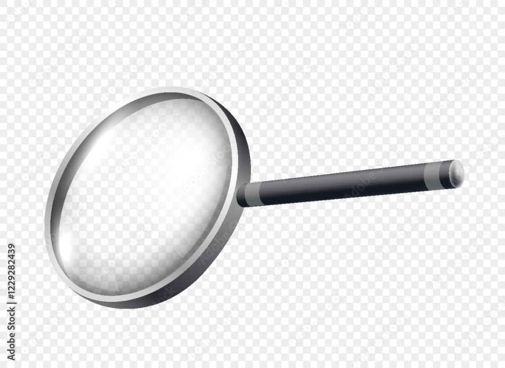 Magnifiying glass. Loupe for investigations and researching. Zoom equipment on copy space. Realistic isometric vector isolated on transparent background Magnifiying glass. Loupe for investigations and researching. Zoom equipment on copy space. Realistic isometric vector isolated on transparent background