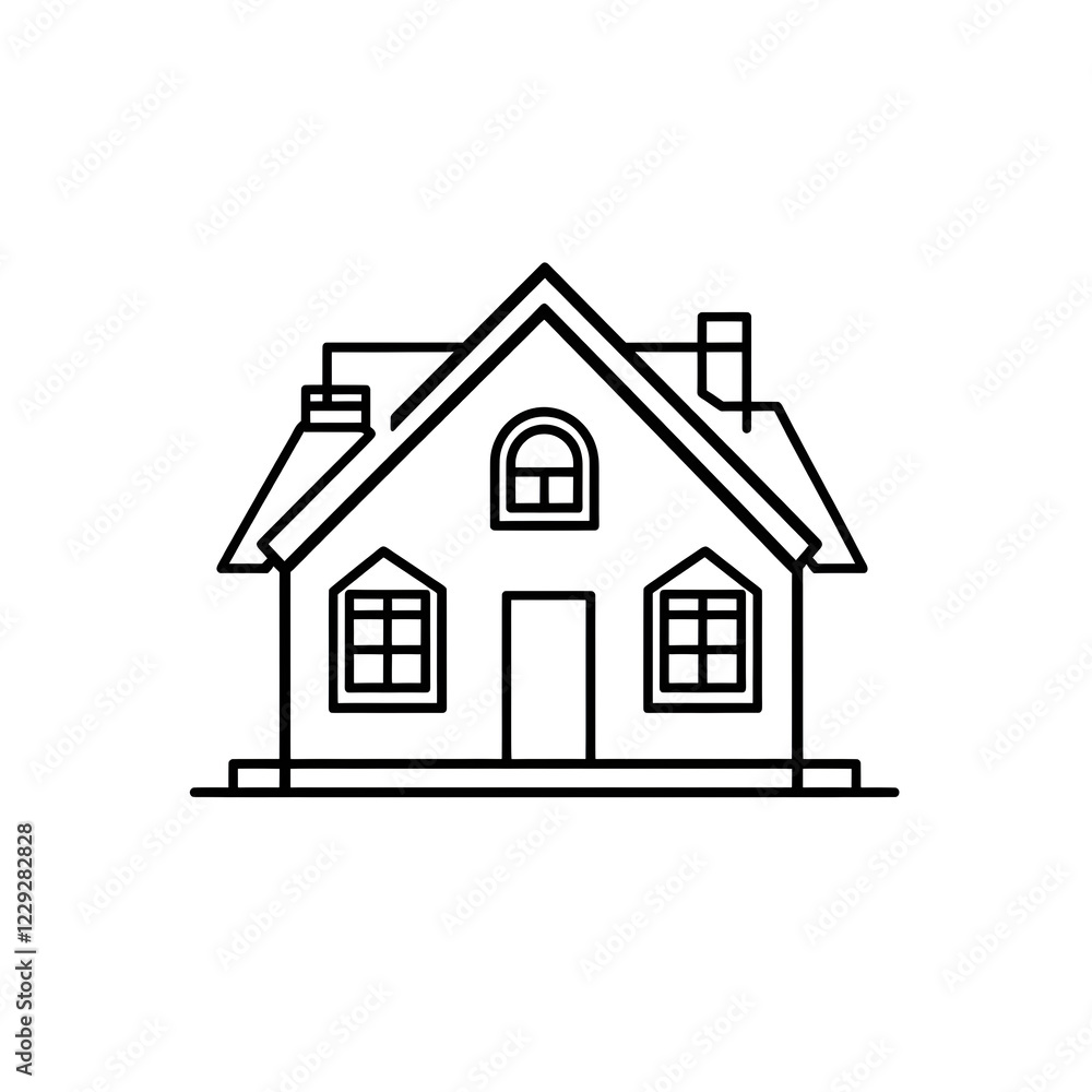 Minimalist house icon – A simple, clean outline of a house with geometric shapes Minimalist house icon – A simple, clean outline of a house with geometric shapes