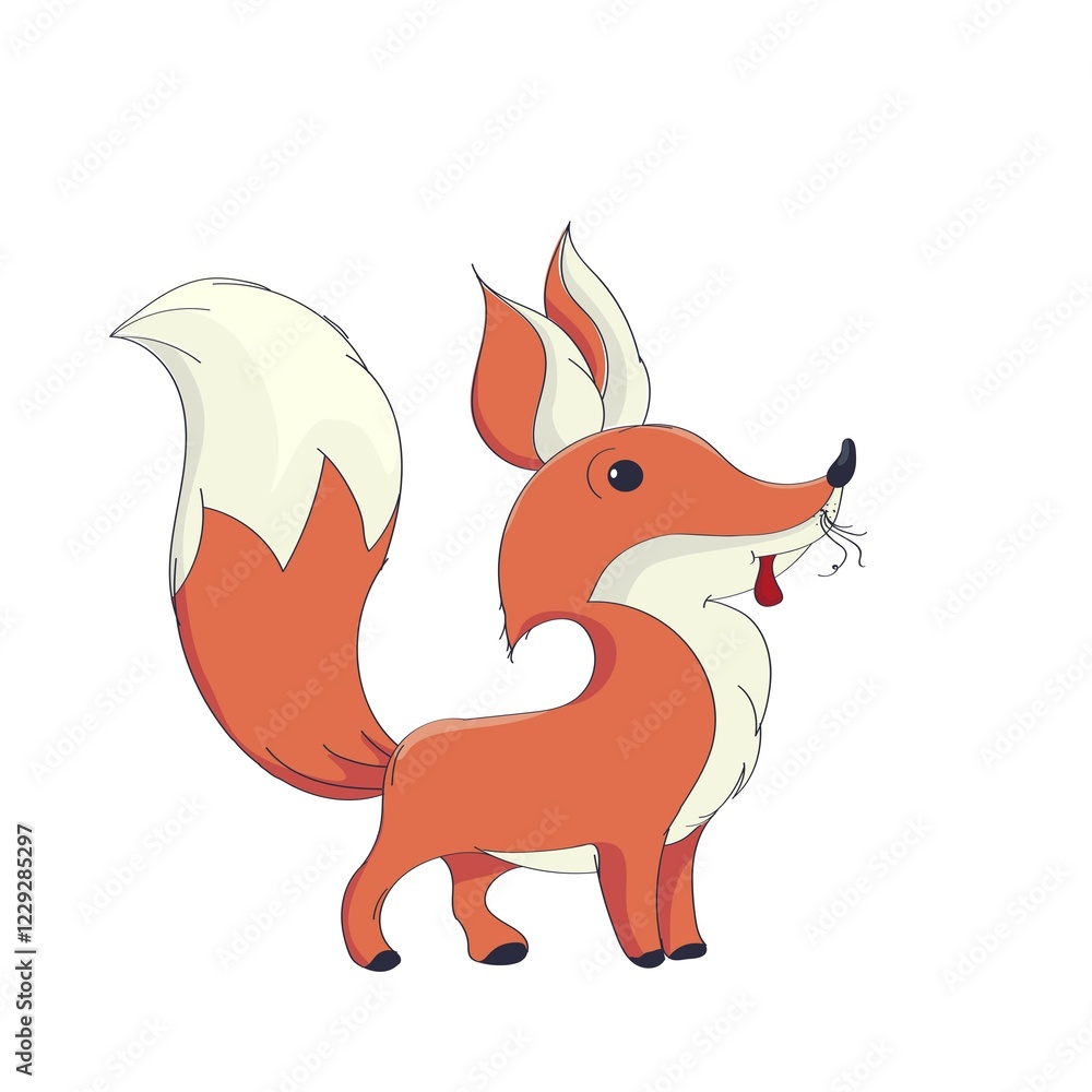 Cute little fox vector character over white background Cute little fox vector character over white background