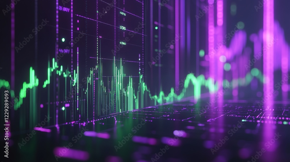 Abstract 3d render, purple and green geometric background design. Stock Market Analysis 3D Time Analysis Studio stock investment market business finance financial growth diagram trading economic Abstract 3d render, purple and green geometric background design. Stock Market Analysis 3D Time Analysis Studio stock investment market business finance financial growth diagram trading economic