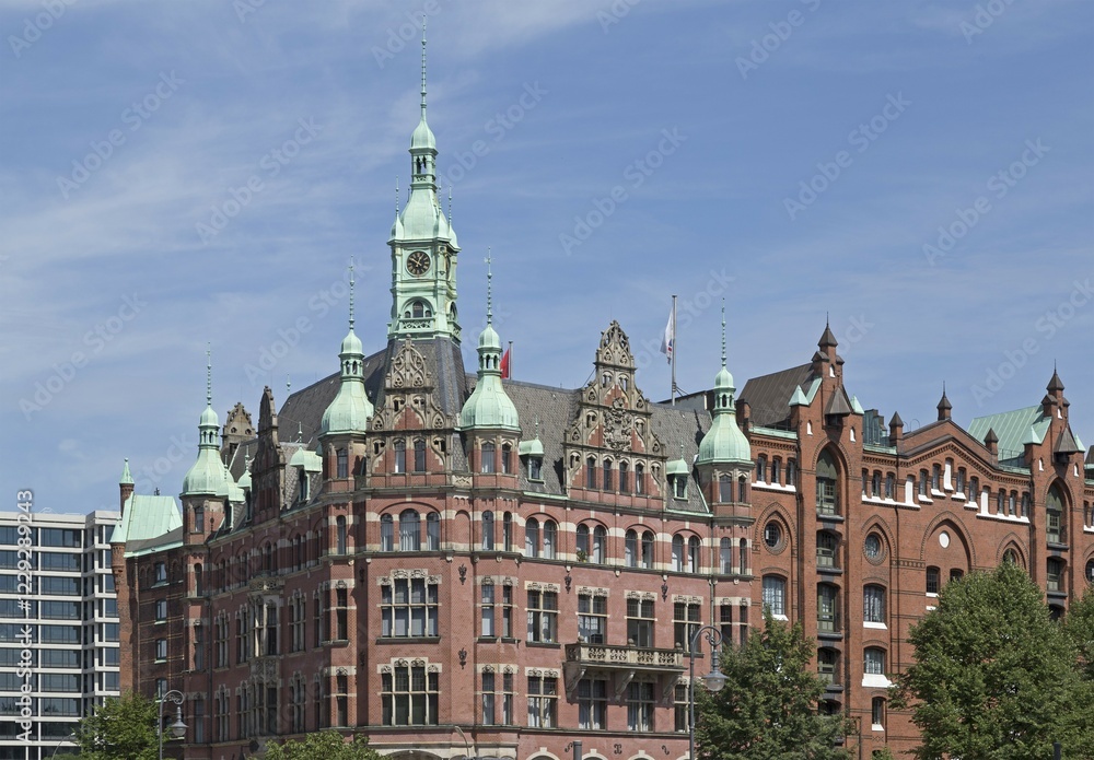 Obraz premium Speicherstadt town hall, Speicherstadt, Hamburg, Germany, Europe
