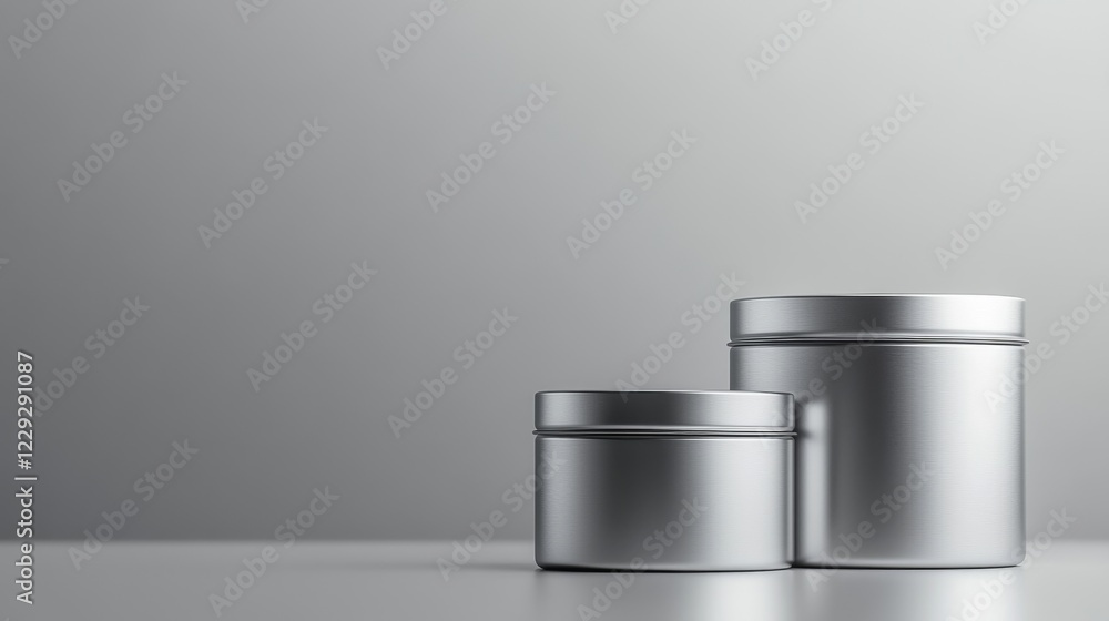 elegant matte silver container, premium metallic texture, architectural form, professional product showcase, neutral background, refined shadow placement elegant matte silver container, premium metallic texture, architectural form, professional product showcase, neutral background, refined shadow placement