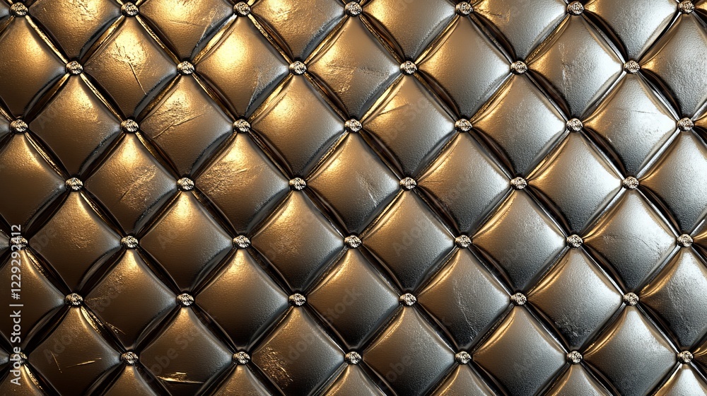 Premium metallic lattice design, woven diamond pattern transitioning from silver to gold finish, reflective surface with angled highlights, elegant quilted texture, professional product photography Premium metallic lattice design, woven diamond pattern transitioning from silver to gold finish, reflective surface with angled highlights, elegant quilted texture, professional product photography