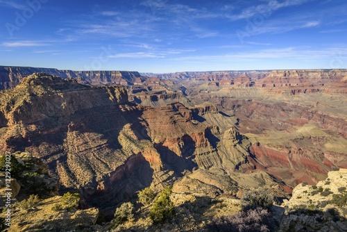 Foto Canyon landscape, gorge of the Grand Canyon, view from Mather Point, eroded rock