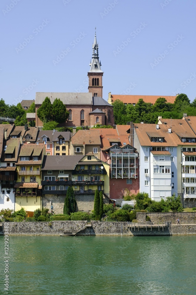 Naklejka premium View of Laufenburg with Rhine, Black Forest, Baden-Württemberg, Germany, Europe