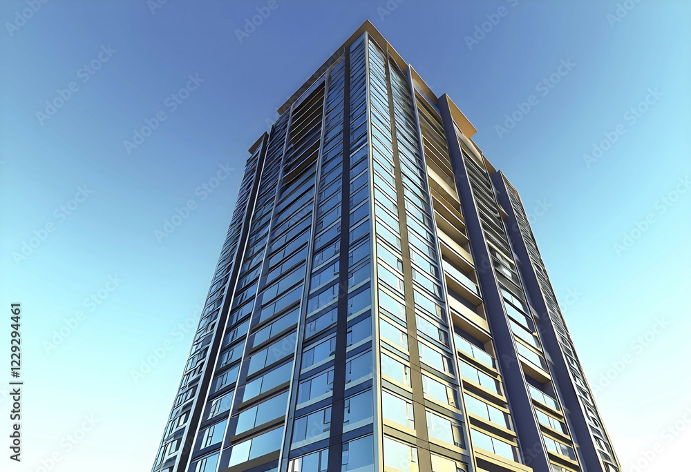 Three dimensional rendering of Modern high-rise building, AI generated Three dimensional rendering of Modern high-rise building, AI generated