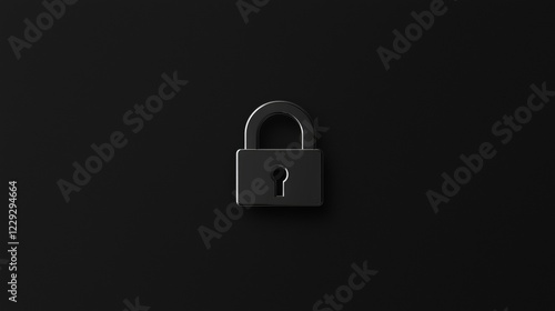 Black padlock on a dark background representing security and protection of sensitive information and privacy concerns. Generative AI photo